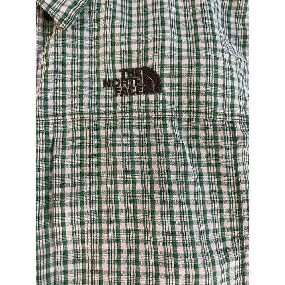 The North Face Mens XXL Green Gingham Plaid Long Sleeve Hiking Button Down Shirt